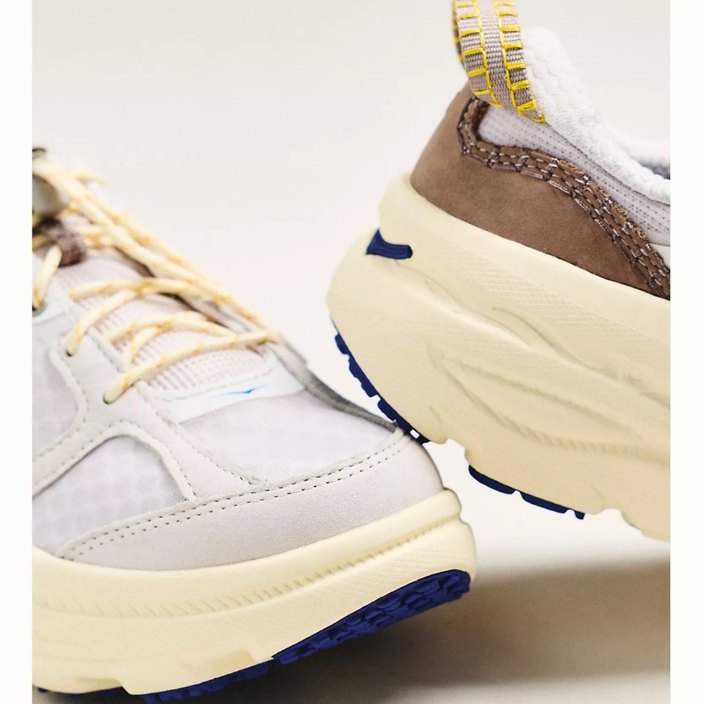 Hoka White Cream Sneakers with Blue Accent - Picture 3 of 7